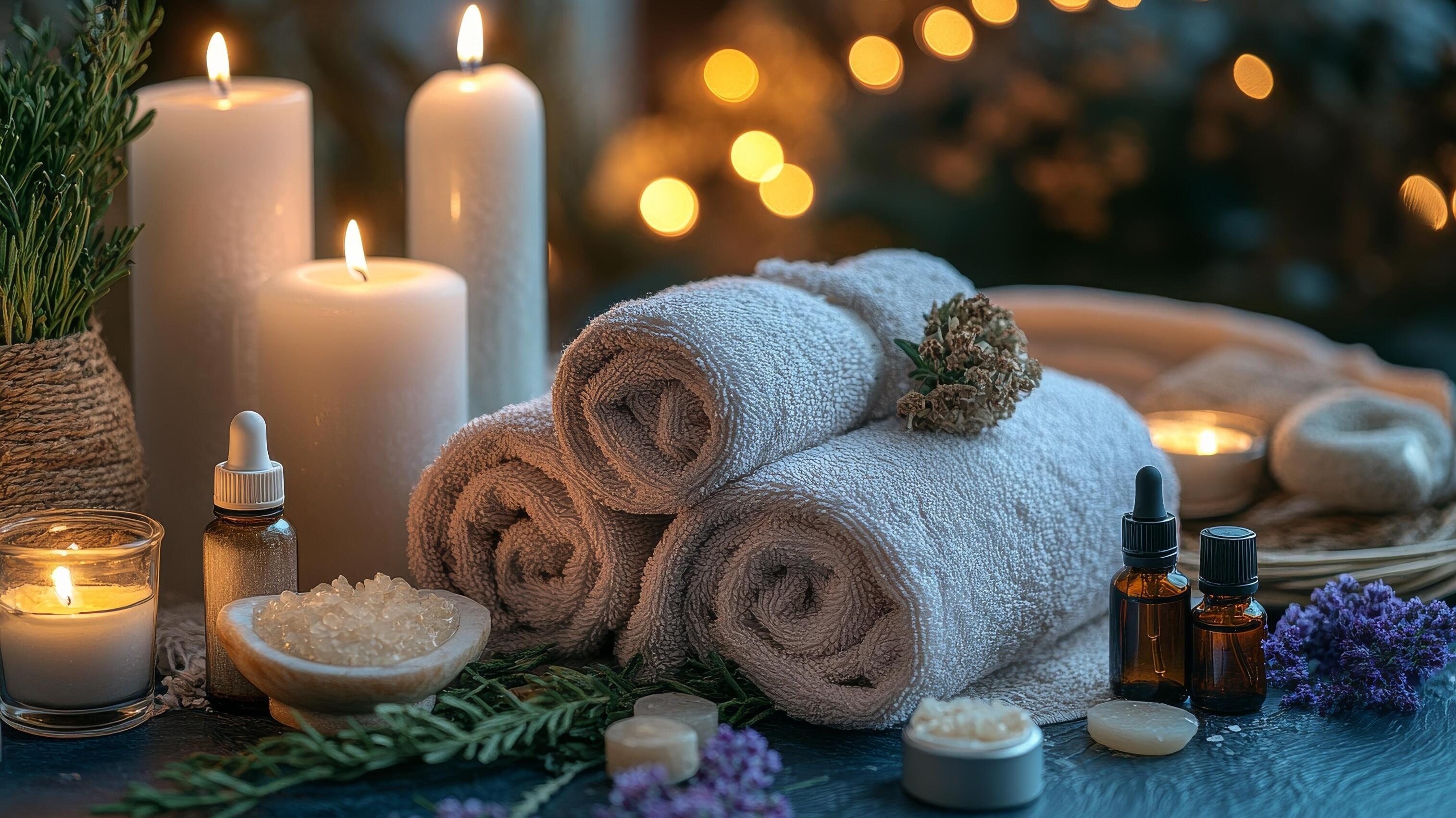 Luxurious spa treatment setup